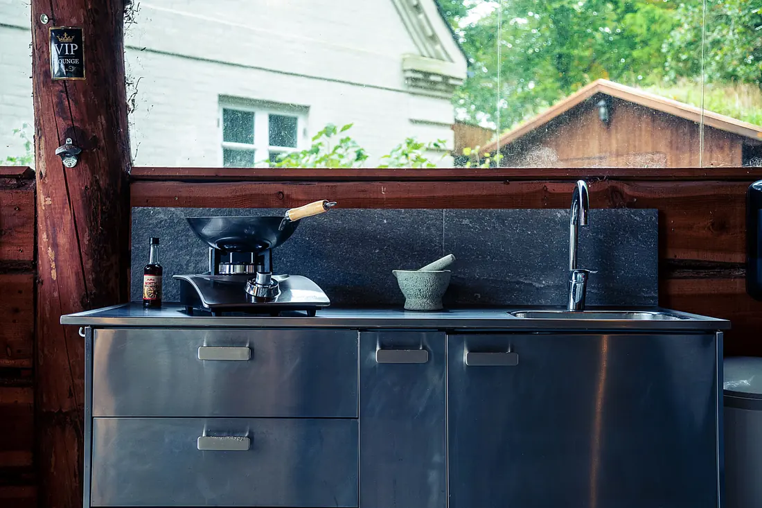Custom Outdoor Kitchen Cabinetry construction detail, Milwaukee WI